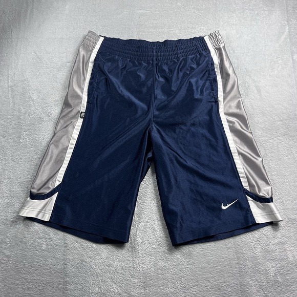 VTG Nike Navy Blue Dazzle Basketball Shorts Silky Shiny Medium Baggy Elite Y2K - Picture 1 of 10
